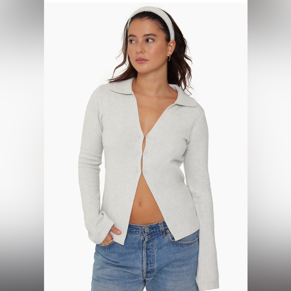 SET Active Jersey Knit Double V Cardigan in Fog, size Small